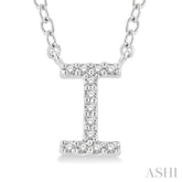 1/20 Ctw Initial 'I' Round Cut Diamond Pendant With Chain in 10K White Gold